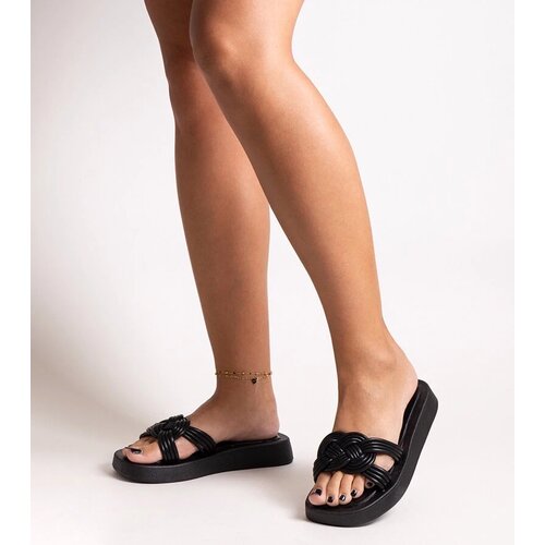 D/CEO Black slippers with fur insulated Valle Cene