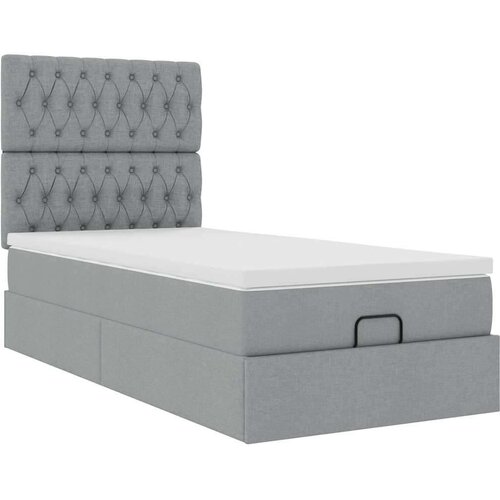 VidaXL Otomanski okvir kreveta s madraca svijetlosivi 90x190cm tkanine Slike