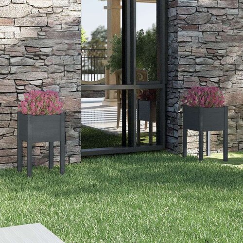  Vrtne sadilice 2 kom sive 40 x 40 x 70 cm od masivne borovine Cijene