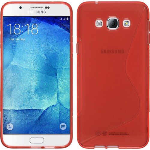  Gumijasti / gel etui S-Line za Samsung Galaxy A8 - rdeči Slike