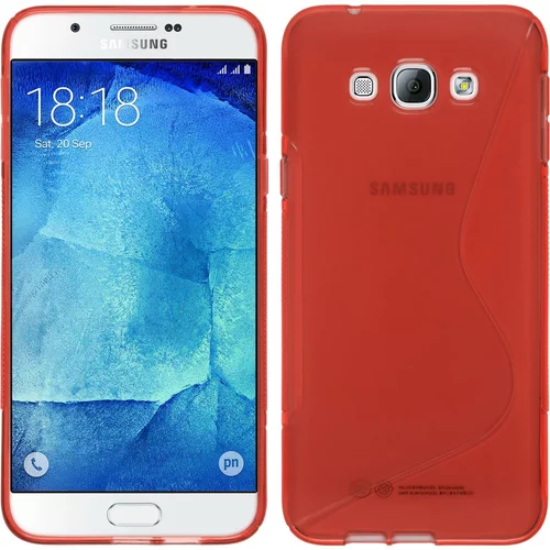  Gumijasti / gel etui S-Line za Samsung Galaxy A8 - rdeči