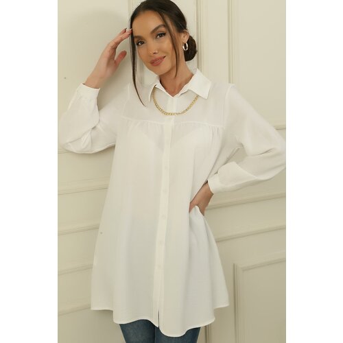 By Saygı Front Robe Chain Necklace Gathered Shirt Cene