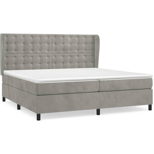 Maison Chic Box spring postelja - Vzmetna postelja z vzmetnico svetlo siva 200x200 cm žamet SL22026, (21892594) Cene