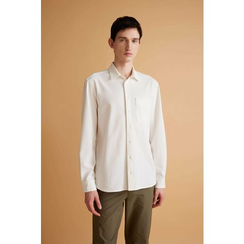 Defacto Regular Fit Polo Collar Crinkle Long Sleeve Shirt Cene