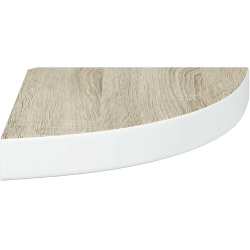  Kutne zidne police 2 kom boja hrasta i bijele 25x25x3,8 cm MDF Slike