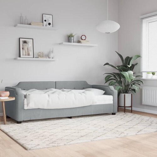  Dnevni krevet s madracem svjetlosivi 90 x 200 cm od tkanine Cijene