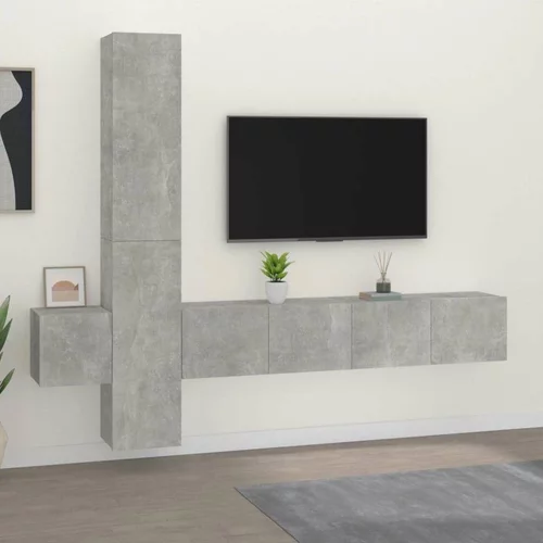  5-dijelni set TV ormarića siva betona konstruirano drvo