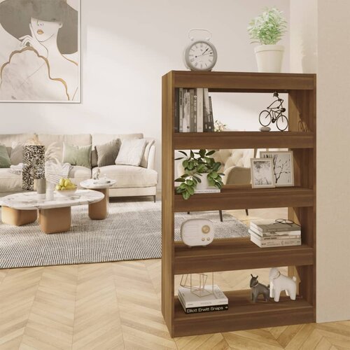 VidaXL knjižna omara/pregrada rjavi hrast 80x30x135 cm konstruiran les Slike