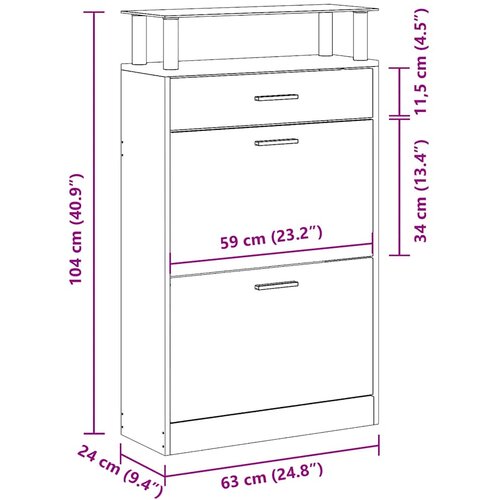  za cipele boja hrasta 63x24x104 cm konstruirano drvo Slike