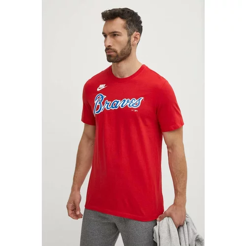 Nike Pamučna majica Atlanta Braves za muškarce, boja: crvena, s tiskom