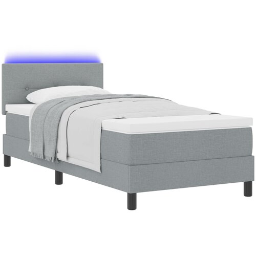 VidaXL Box Spring postelja z vzmetnico in LED svetlo svetlo siva 80x200 cm tkanina Slike