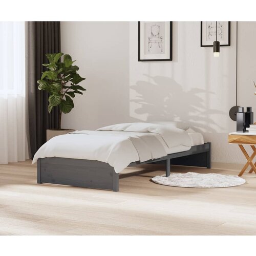 Furnova Posteljni okvir siv iz trdnega lesa 90x200 cm, (21937490) Slike