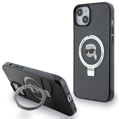 Karl Lagerfeld ETUI RING STOJALO KARL HEAD ZA MAGSAFE ZA IPHONE 15 PLUS ČRNA, (21897298) Cene