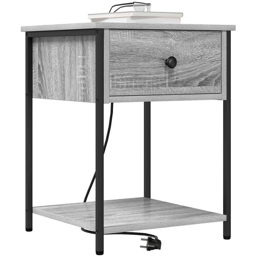  Noćni ormar 2 pcs Siva Sonoma 42 x 41 x 56 cm Konstruirano drvo Slike