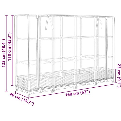  Povi&amp;scaron;ena gredica s pokrovom za staklenik 160 x 40 x 123 cm Slike