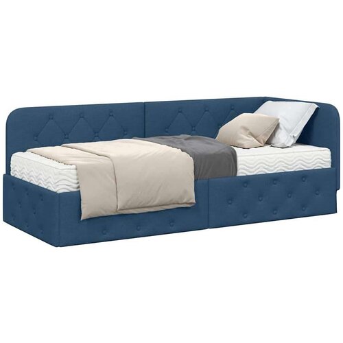 VidaXL kutni okvir kreveta s madracem plava 80 x 200 cm tkanina Slike
