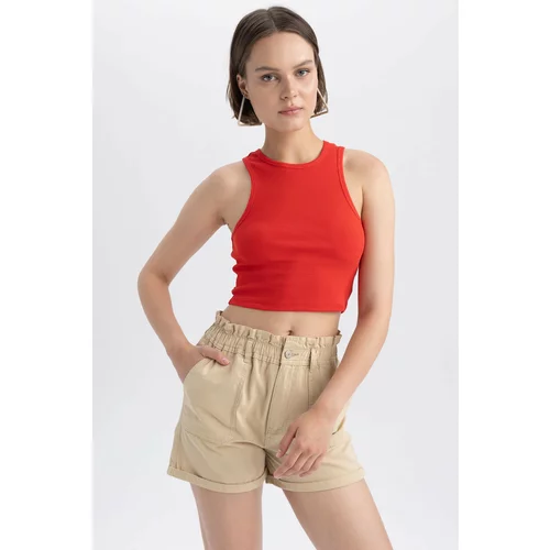 Defacto Fitted Halter Collar Ribbed Camisole Crop Top