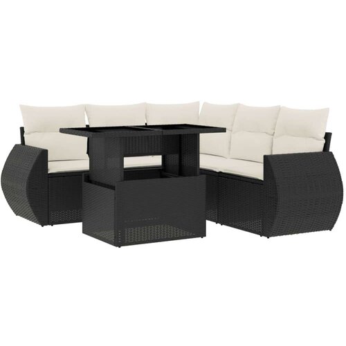  6-dijelni set vrtnih sofa s jastucima crni od poliratana Slike