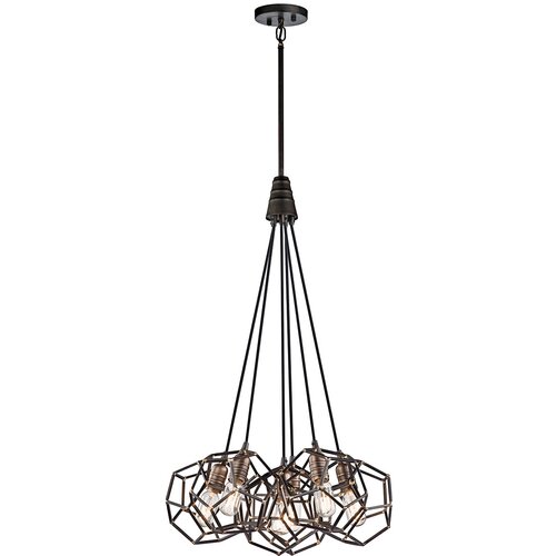 Elstead Lighting Elstead Rocklyn Stropna svetilka s 6 lučmi v obliki kletke, jeklo, E27, (22098313) Cene