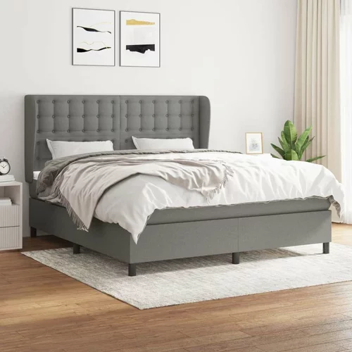  Box spring postelja z vzmetnico temno siva 160x200 cm blago, (20930161)