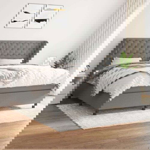  Okvir kreveta s oprugama i madrac svjetlosivi 160x200cm tkanina Slike