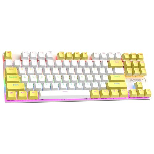 INF Žična 87-tipkovna mehanska tipkovnica - Barvno blokirana RGB igralna tipkovnica White+Yellow, (5000089330) Cene