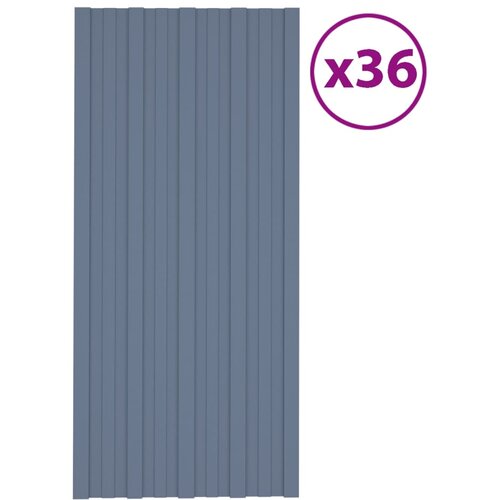 vidaXL Krovni paneli 36 kom od pocinčanog čelika sivi 100 x 45 cm Cijene