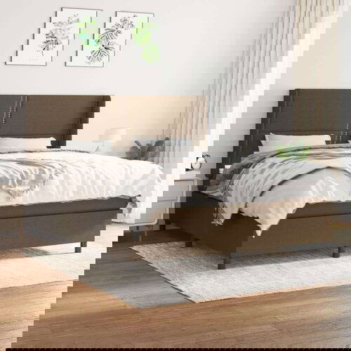  Box spring postelja z vzmetnico temno rjava 180x200 cm blago, (20900396) Cene