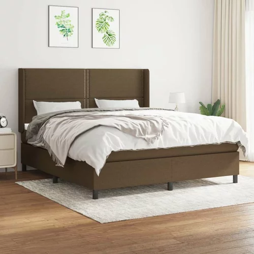  Box spring postelja z vzmetnico temno rjava 180x200 cm blago, (20900396)