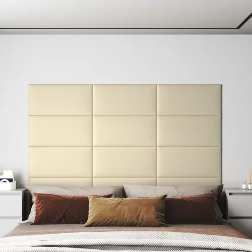 vidaXL Stenski paneli 12 kosov krem 60x30 cm umetno usnje 2,16 m²