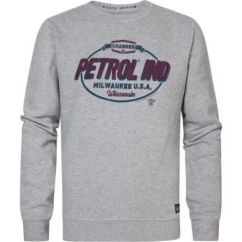 Petrol Industries Sweater majica siva melange / boja vina / crna