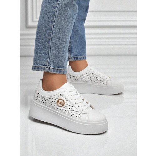 Resti Aelia women's platform sneakers white openwork ecru Cene