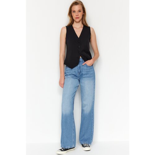 Trendyol Blue Tencelle Normal Waist Wide Leg Jeans Slike