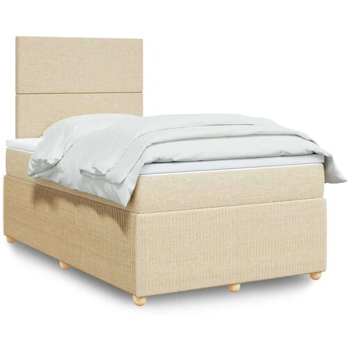  Krevet s oprugama i madracem krem 120 x 200 cm od tkanine Slike