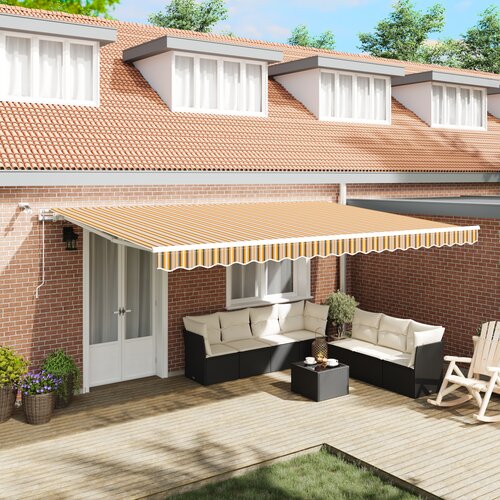 VidaXL Automatska uvlačiva tenda s LED prugama 500x300 cm Slike
