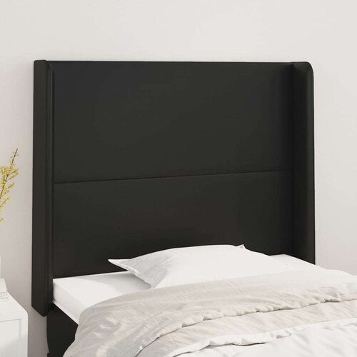  Uzglavlje s u&amp;scaron;ima crni 93x16x118/128 cm od umjetne kože Slike