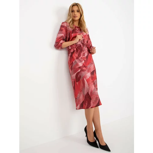 Fashion Hunters Chestnut cocktail dress with print and 3/4 sleeves