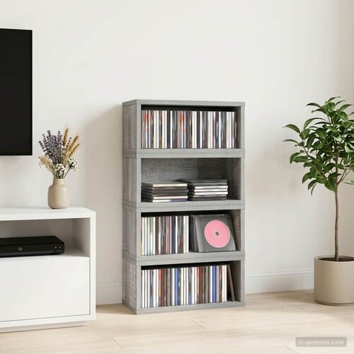  Stalak za CD-ove 4 kom. Siva Sonoma 40 x 17 x 17 cm Slike