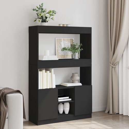 vidaXL Visoka omara črna 92x33x140 cm inženirski les Cene