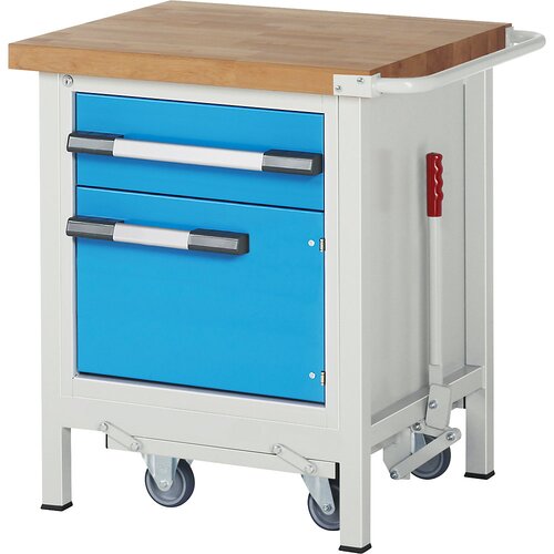 eurokraft pro pomična in spustna delovna miza z ogrodjem serije 8, 1 predal, 1 vrata, odlagalna polica, šxg 750 x 700 mm Cene