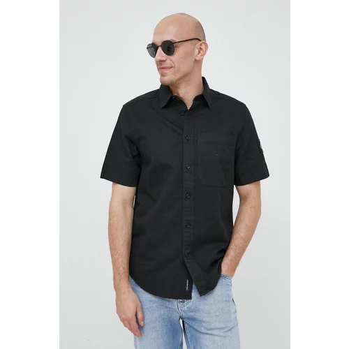 Calvin Klein Jeans Košulja s dodatkom lana boja: crna, regular, s klasičnim ovratnikom