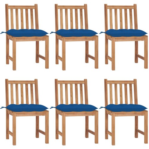  Vrtne stolice s jastucima 6 kom od masivne tikovine Slike