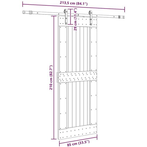 vidaXL Drsna vrata s kompletom vodil 85x210 cm trdna borovina Cene