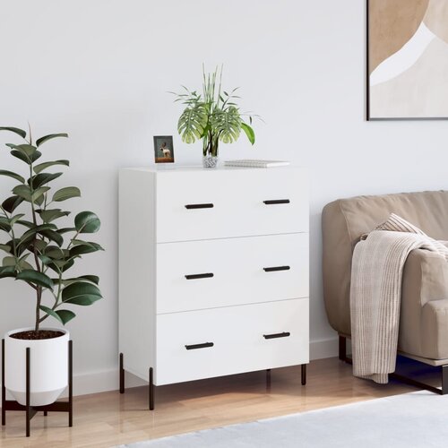 vidaXL Komoda visok sijaj bela 69,5x34x90 cm inženirski les Cene