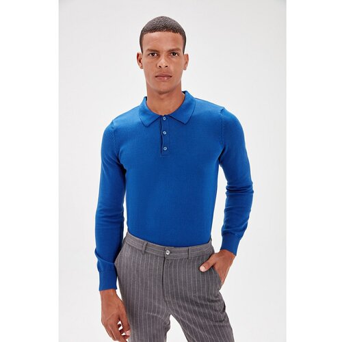 Trendyol plavi muški džemper s izrezom oko vrata Slike