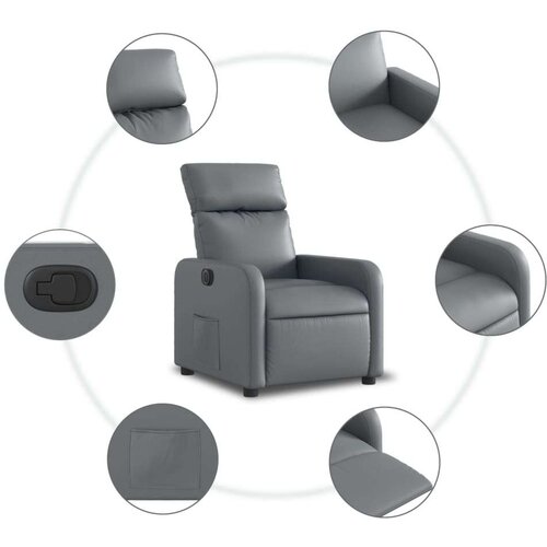  Električni naslonjač od umjetne kože sivi Slike
