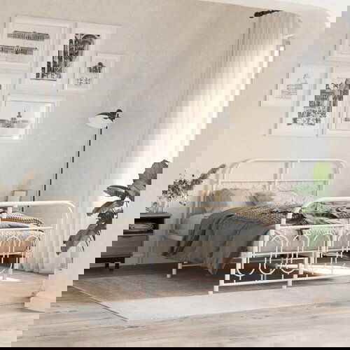 The Living Store Kovinski posteljni okvir z vzglavjem in vznožjem bel 120x190 cm - Posteljni Okvir, (21527471) Cene