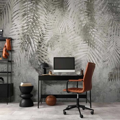  Foto tapeta - Light and shadow - grey and white composition with floral motif and pattern 400x280 Slike