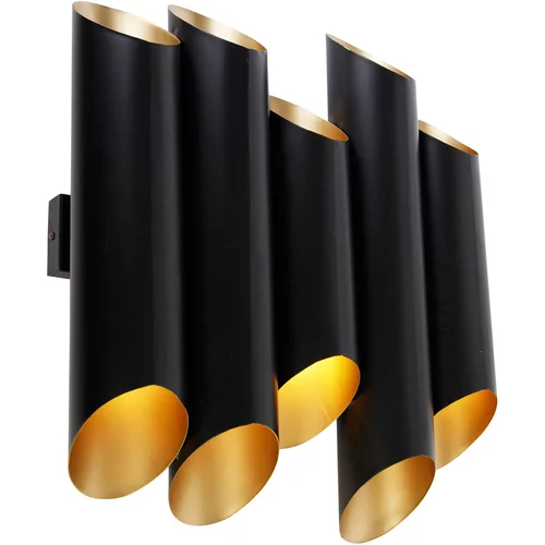 QAZQA Stenska svetilka črna z zlato notranjostjo 10 lučk - Whistle