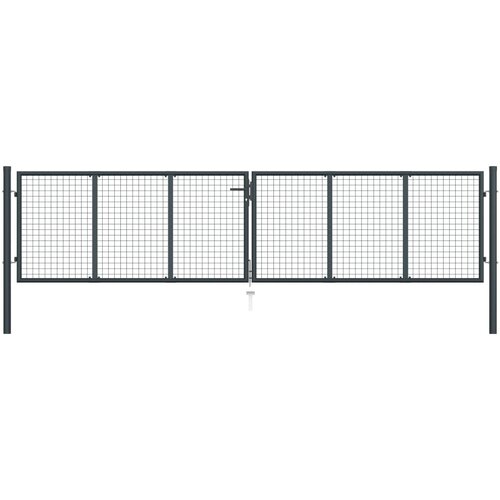 vidaXL Mrežasta vrtna vrata pocinkano jeklo 400x125 cm siva Cene